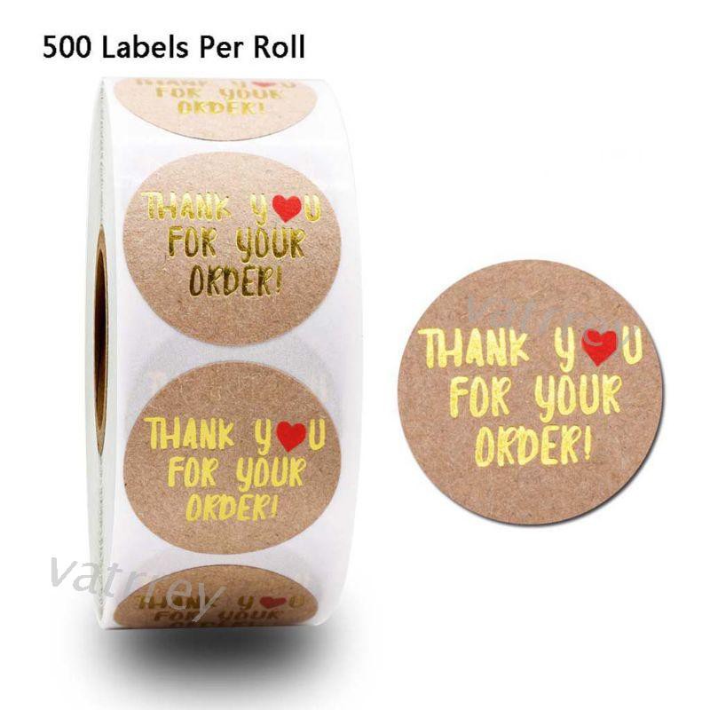 Set 500 Miếng Dán Chữ Thank You For Your Order Trang Trí Thiệp