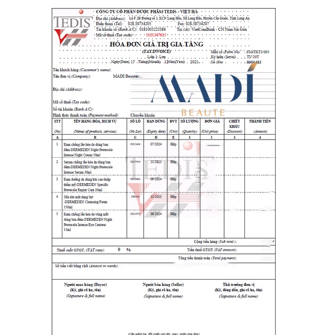 Kem Chống Lão Hóa, Giảm Nám, Tàn Nhang, Dermeden Night Cream Retinol 1% + Niacinamide 5% - Hàng Công Ty