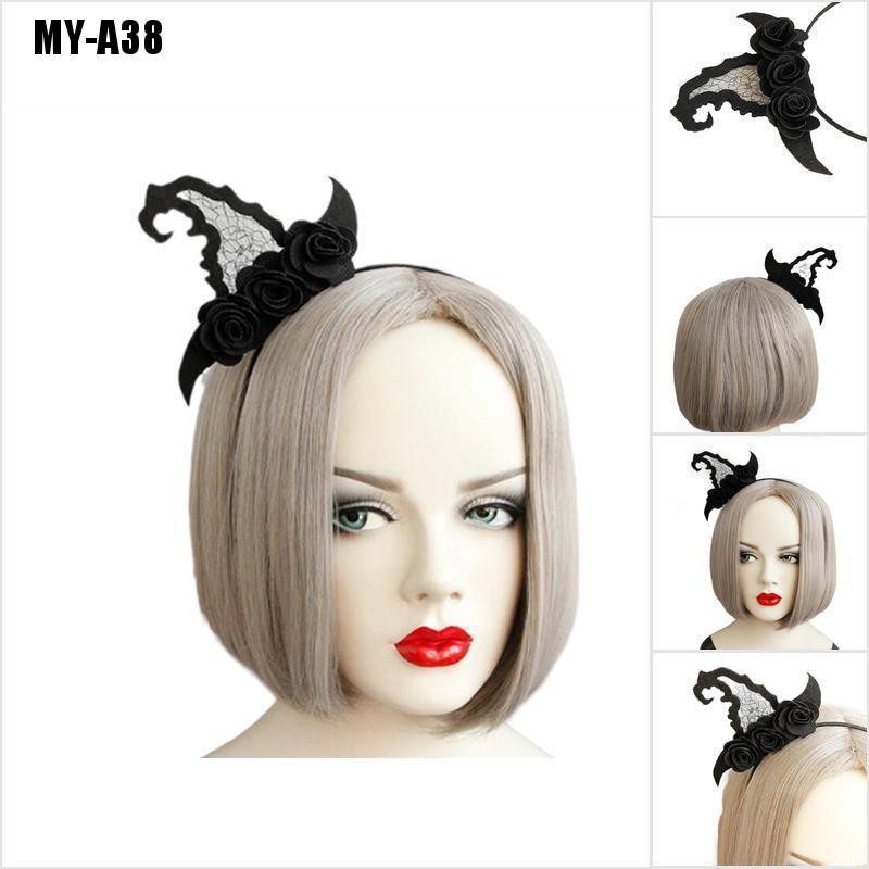 Băng Đô Cài Tóc Hình Nón Phù Thủy Màu Đen Phong Cách Gothic Cổ Điển Dùng Hóa Trang Halloween