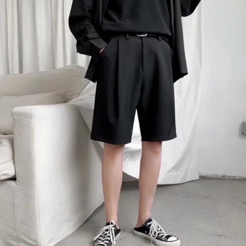 Quần Short Tây BAZI vải kaki màu ĐEN/BE/TRẮNG  Nam nữ unisex  Quần ngố baggy kaki