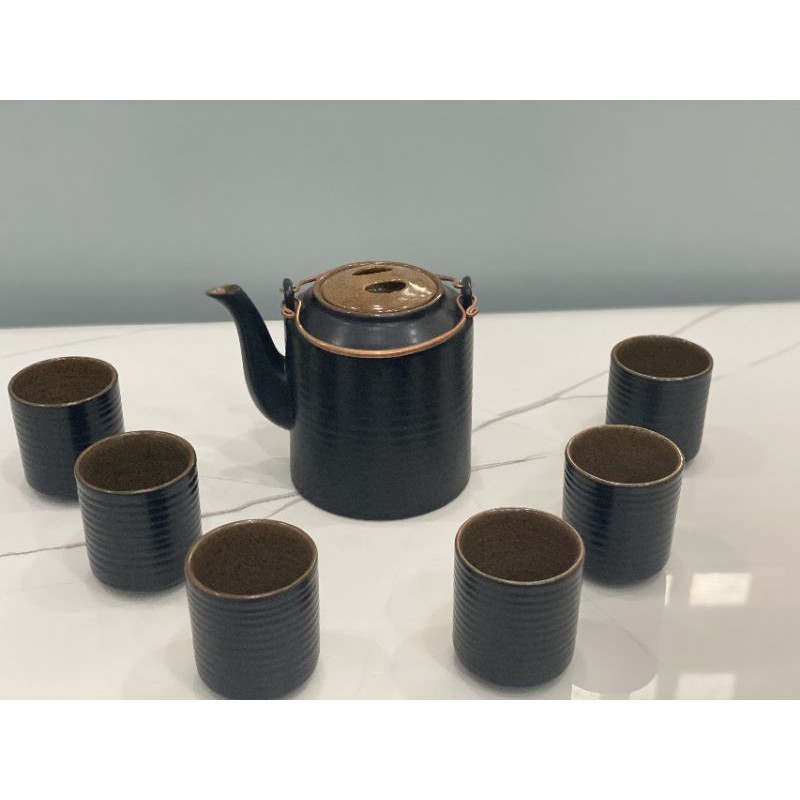 [ SALES KHÔ MÁU ] Bộ ấm tích đen men nâu gốm pha trà xanh - Dung tích 1l và 1,5l - Giá nhà sản xuất - Gốm sứ Bát tràng