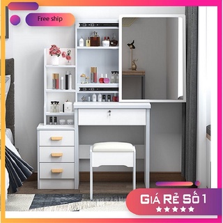 Bàn trang điểm gỗ có gương trượt thông minh kèm ghế để phòng ngủ sang trọng BAH030