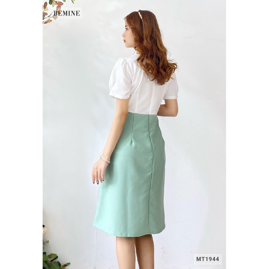 Đầm nữ phối trắng hoa eo BEMINE MT1944XANH | BigBuy360 - bigbuy360.vn