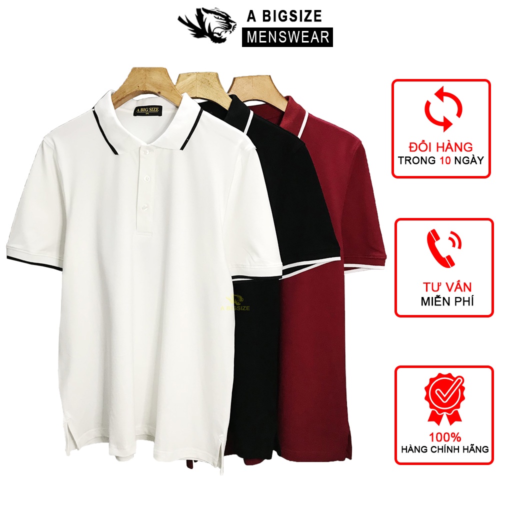 Áo Polo Bigsize dưới 1.65m 70- 120kg, vải Cotton cao cấp ABS Menswear