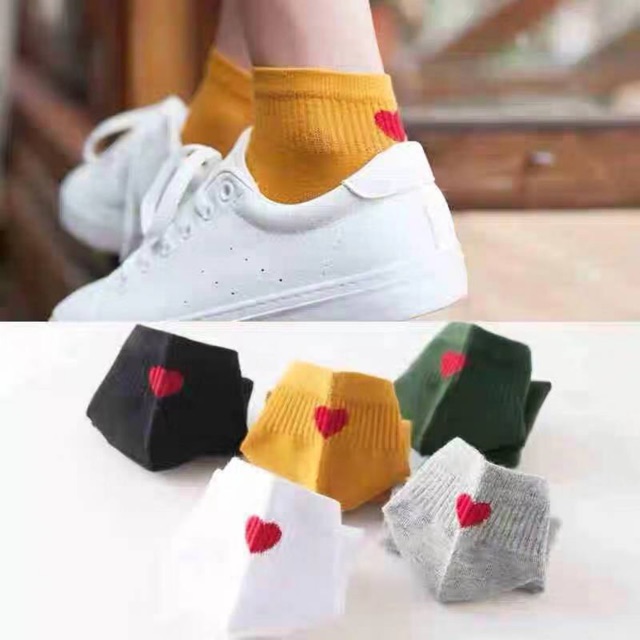 Vớ Cotton Thoáng Khí Họa Tiết Trái Tim Dễ Thương Cho Bạn Gái