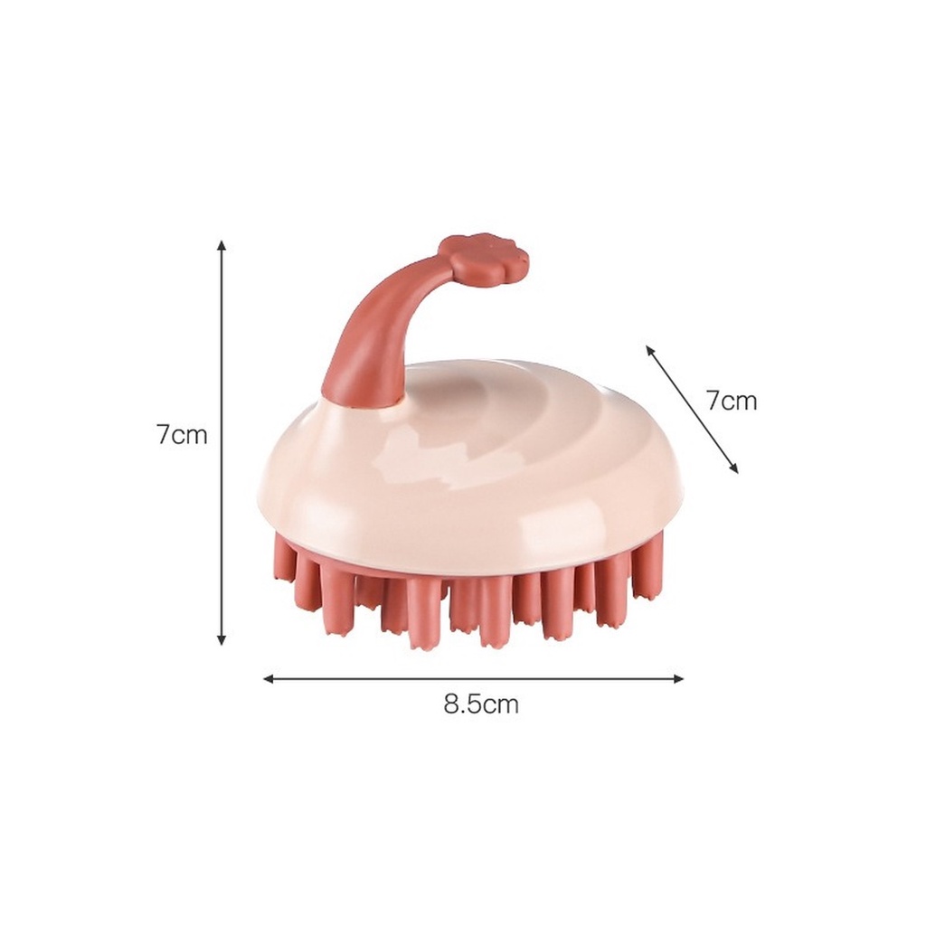 Household silicone shampoo brush with handle, dry and wet head massage shampoo artifact.