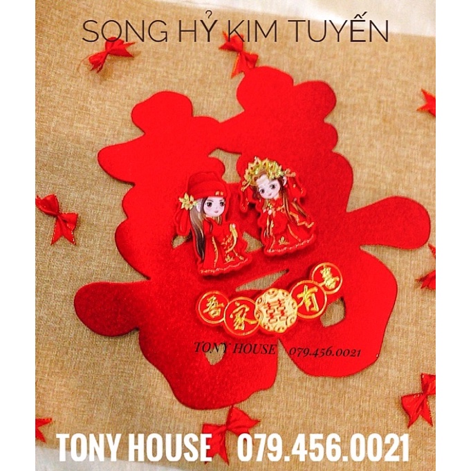 CHỮ SONG HỶ NHUNG 3D HOẠ TIẾT SIÊU SANG TRỌNG – tặng kèm keo
