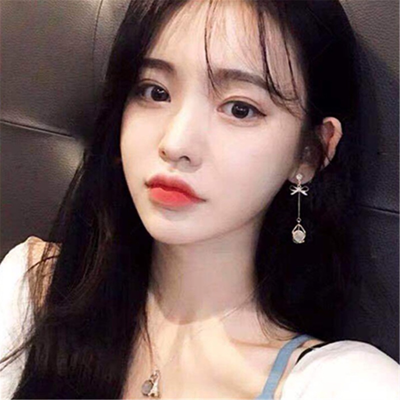 Đôi Bông Tai Hình Nơ Đính Đá Opal