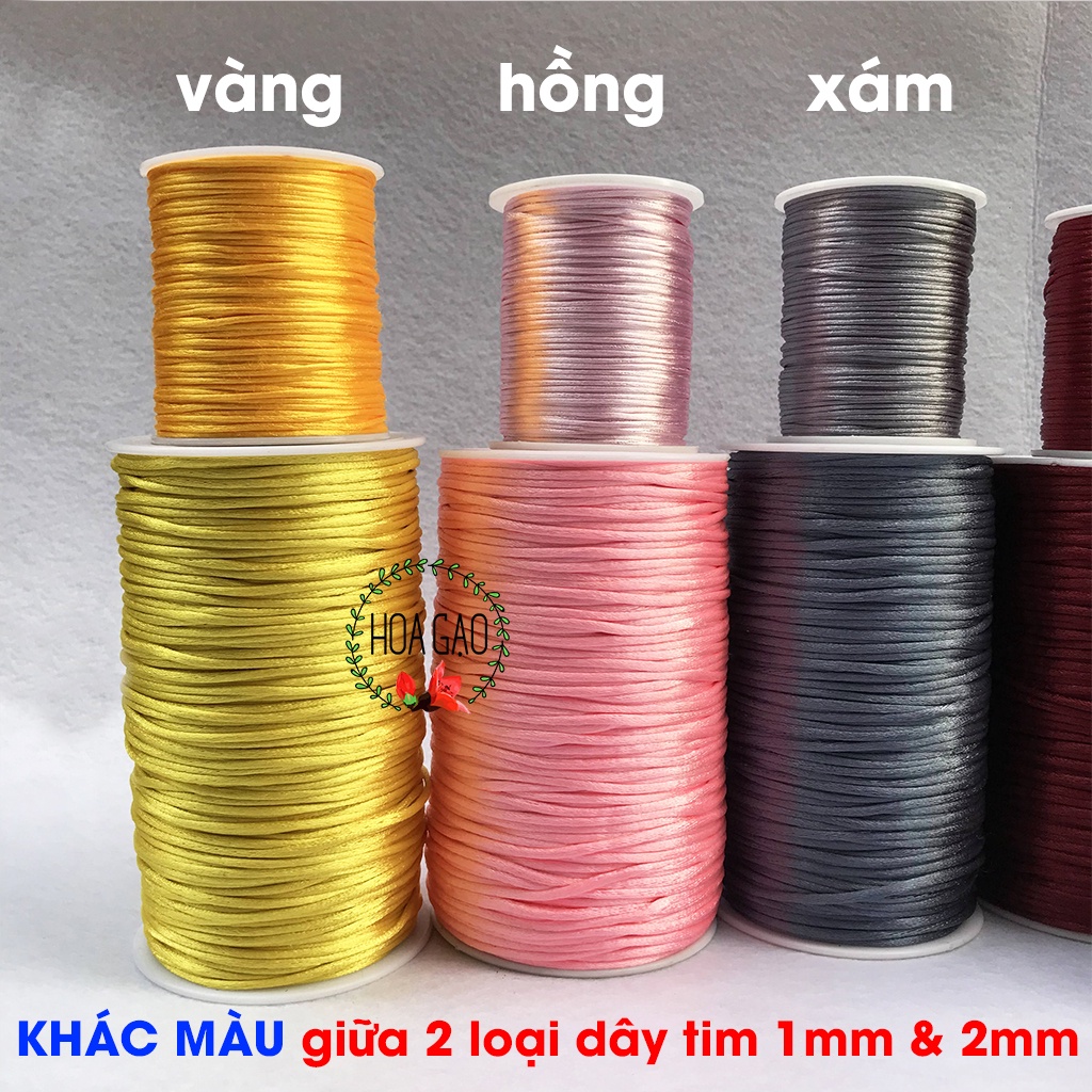 Cuộn dây đan vòng tay handmade paracord macrame dây tim bóng 1mm 2mm HOA GẠO không bay màu, không giãn, bền đẹp