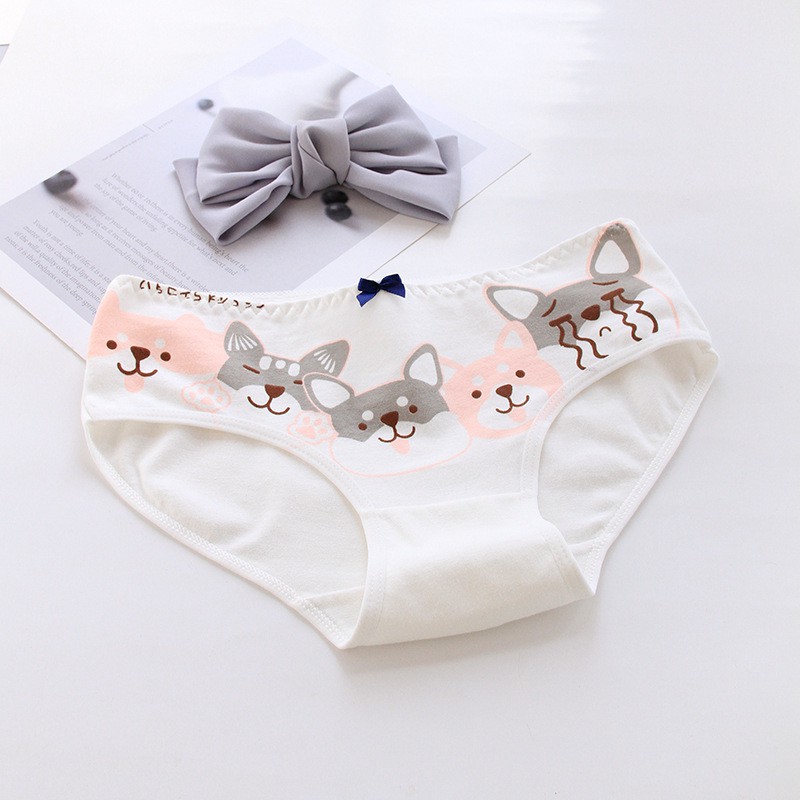 Set bộ 5 quần lót nữ cotton họa tiết hoạt hình cún Corgi | BigBuy360 - bigbuy360.vn