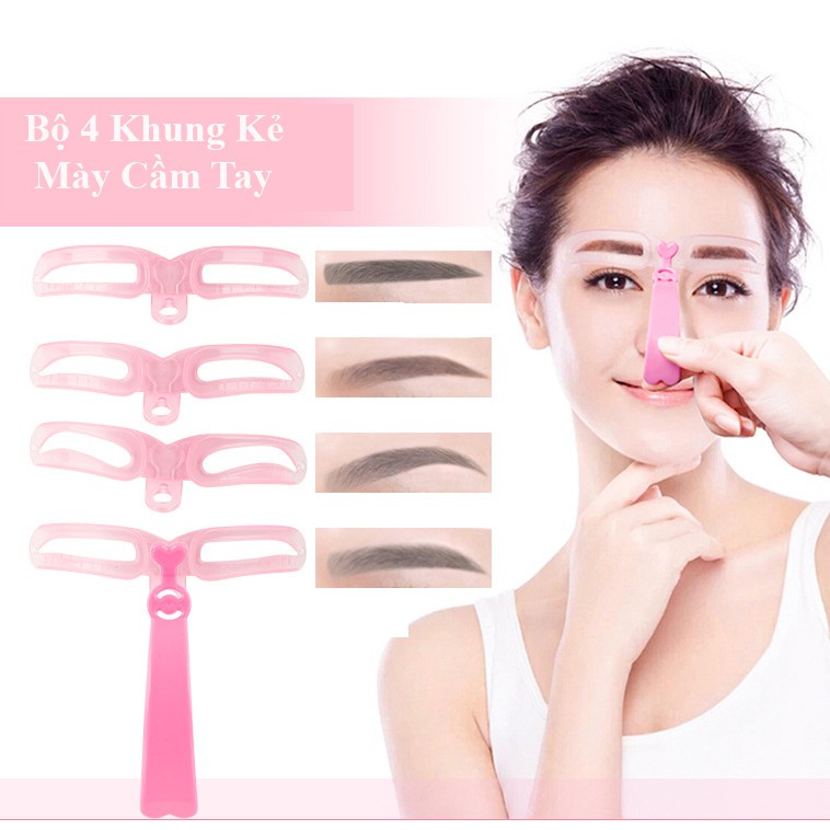 Bộ 4 Khung Kẻ Chân Mày Tay Cầm Siêu Tiện Lợi NPP Shoptido Set of 4 Brow Frame