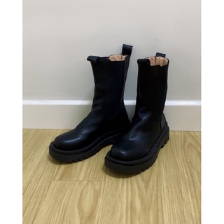 Giày Da Ankle Chunky Boots