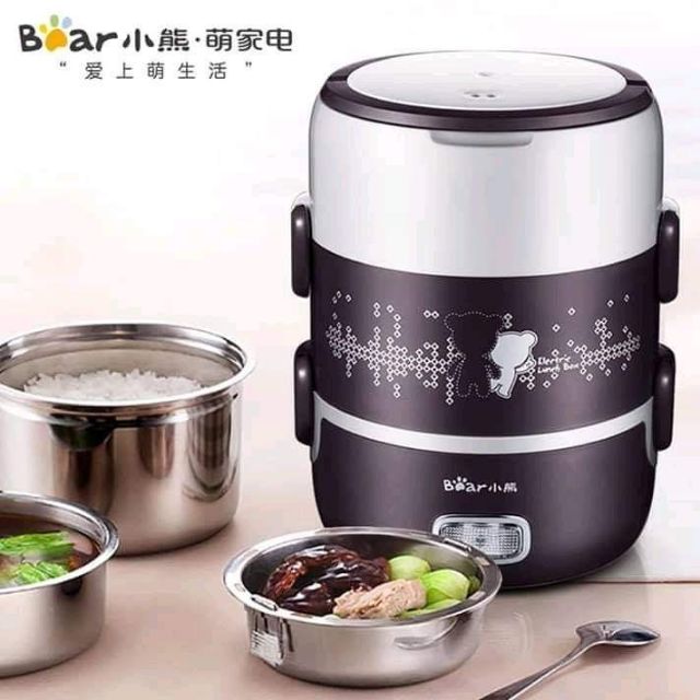 Hộp cơm điện inox BEAR 3 tầng hút chân không DFH-S2123