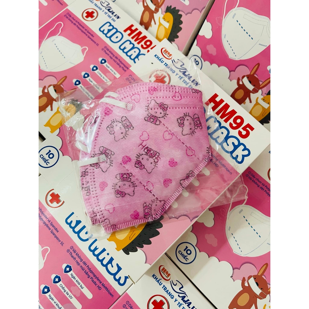 1 hộp Khẩu Trang trẻ em 2-12 TUỔI HM95 KID MASK 5 lớp với 2 lớp kháng khuẩn ,chống bụi mịn Pm2.5 (10 chiếc)