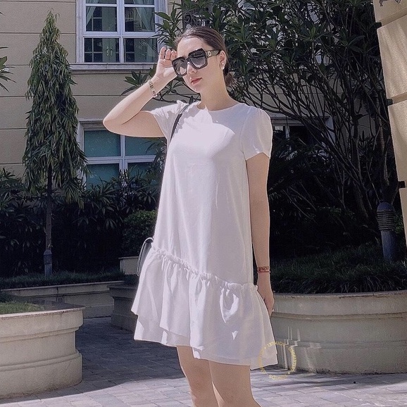 Váy babydoll cộc tay màu đen cho bé gái 137KIDS thiết kế chất cotton thấm hút mồ hôi