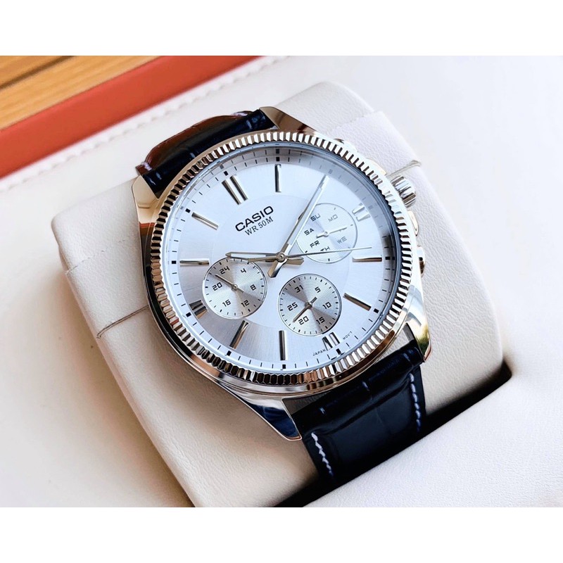 Đồng hồ nam dây da Casio chính hãng Anh Khuê MTP-1375L-7AVDF