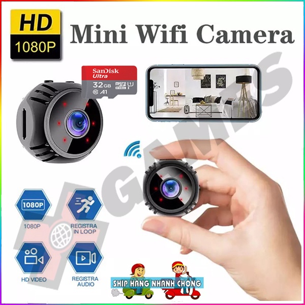 Camera Mini Wifi W8 FullHD 720P Giám Sát, Hồng Ngoại Quay Ban Đêm, Siêu Nhỏ Không Dây - App Vi365
