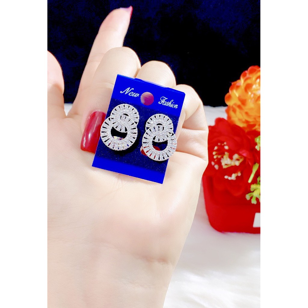 Bông tai khoen mạ bạch kim cao cấp P04