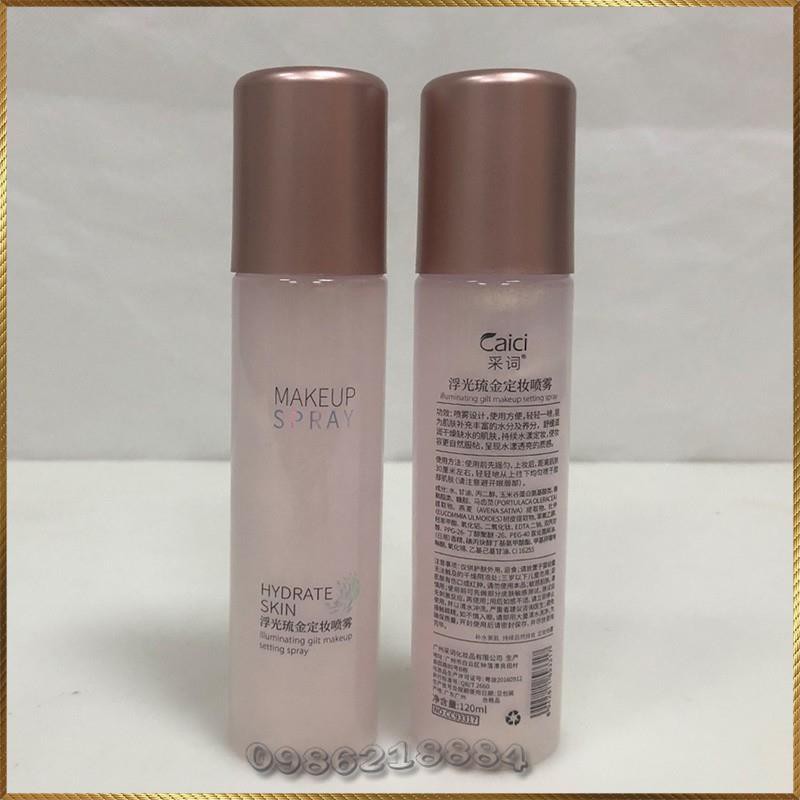 Xịt nhũ trang điểm Caici Makeup Spray Hydrate Skin giữ lớp trang điểm cố định lâu trôi CMS4