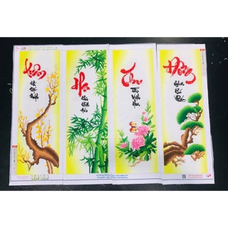 Tranh gắn đá thành phẩm tứ quý Xuân Hạ Thu đông