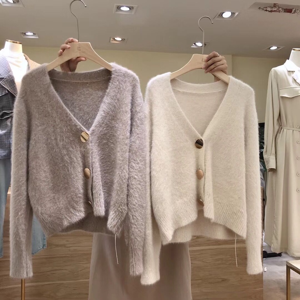 Áo Khoác Cardigan Len Lông Cừu Màu Sắc Thanh Lịch Dễ Phối Đồ