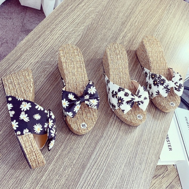 Xuồng nơ hoa hot hot ❌đế cói cao 7 p  size 35/39 fom đẹp ❤️