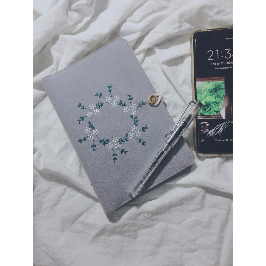 Sổ tay notebook bìa vải gáy còng planner size A6 Mori style