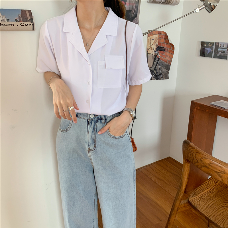 SUXI Áo Kiểu Ngắn Tay Cổ Chữ V Xinh Xắn Theo Phong Cách Retro Dành Cho Nữ