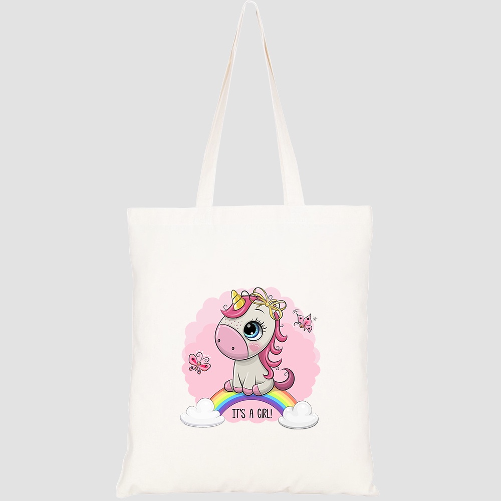 Túi vải tote canvas HTFashion in hình greeting card cartoon unicorn on HT379