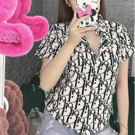 Áo sơ mi in chữ họa tiết Tay Ngắn cao cấp