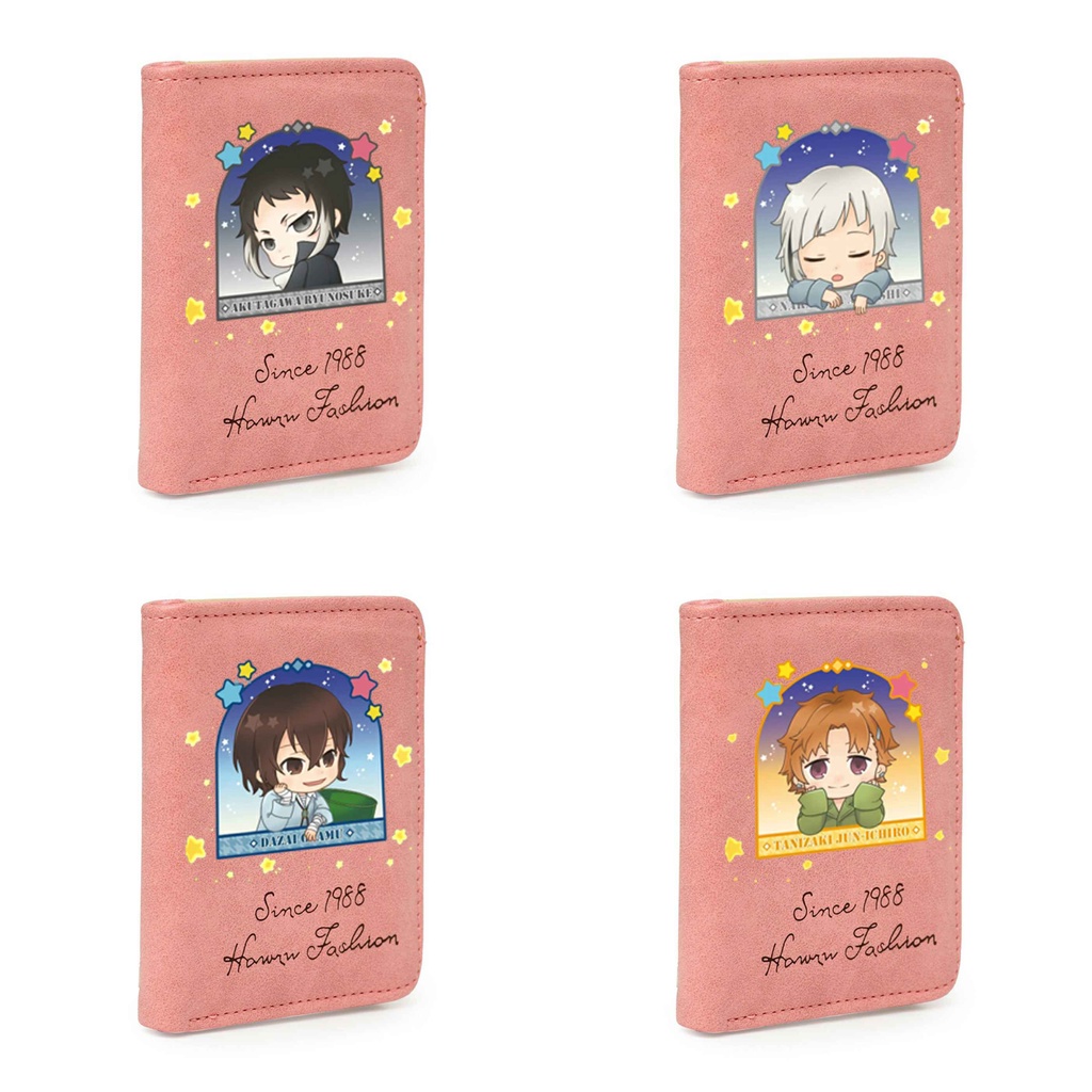 Ví ngắn cầm tay hồng anime chibi BUNGOU STRAY DOGS đựng vật dụng nhỏ xinh xắn tiện lợi