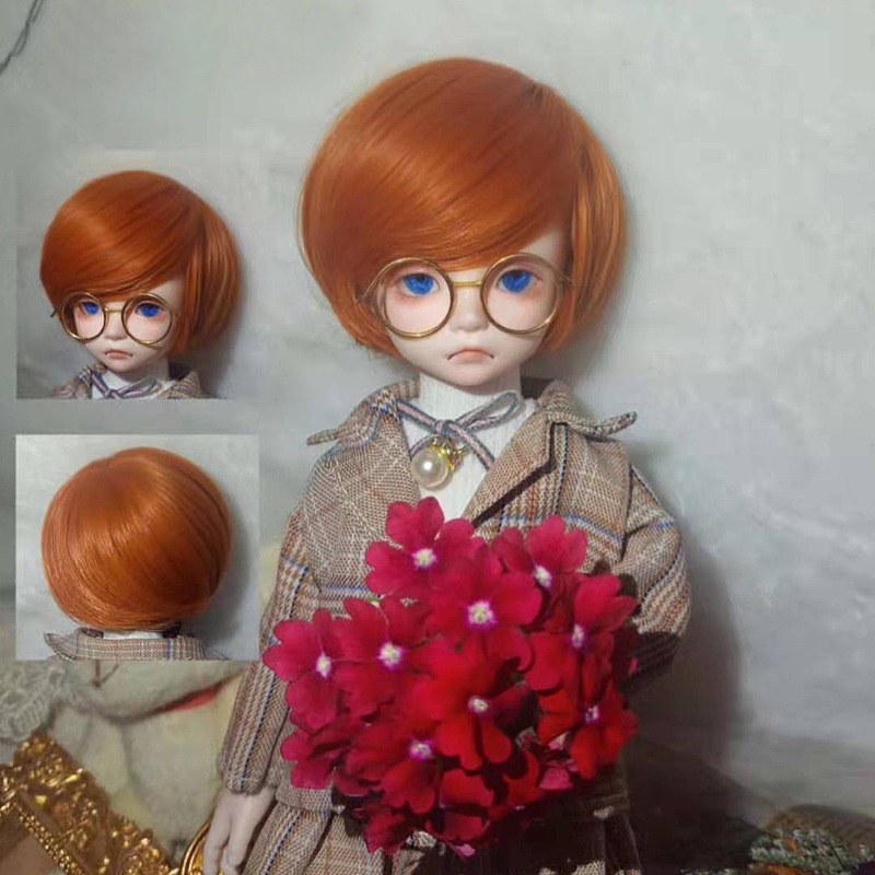 Tóc giả ngắn uốn xoăn cho búp bê Bjd30cm 1/6 1/8