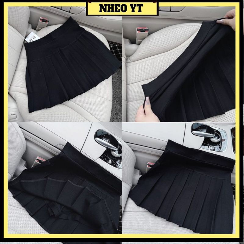 Chân váy ngắn đen xòe lưng cao co giãn đẹp | BigBuy360 - bigbuy360.vn