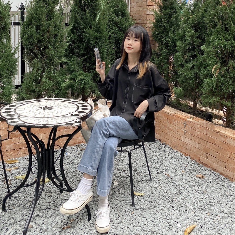 [ Mã WASTRUN4 giảm 10% tối đa 30K đơn 99K] Áo Sơ Mi Nữ Đẹp Trắng, Đen Viền Chỉ Form Rộng Kiểu Hàn Quốc LAVUSA | BigBuy360 - bigbuy360.vn