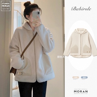 (ORDER) Áo khoác lông cừu MORAN có mũ, 2 túi, kéo khóa style Hàn Quốc ấm áp mùa đông (hàng mới về)