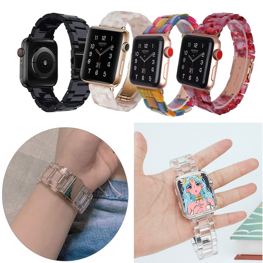 Dây đeo trong suốt cho đồng hồ thông minh Apple Watch Iwatch Series 1 2 3 4 5 6 SE 38mm 40mm 42mm 44mm Series 7 41mm 45mm