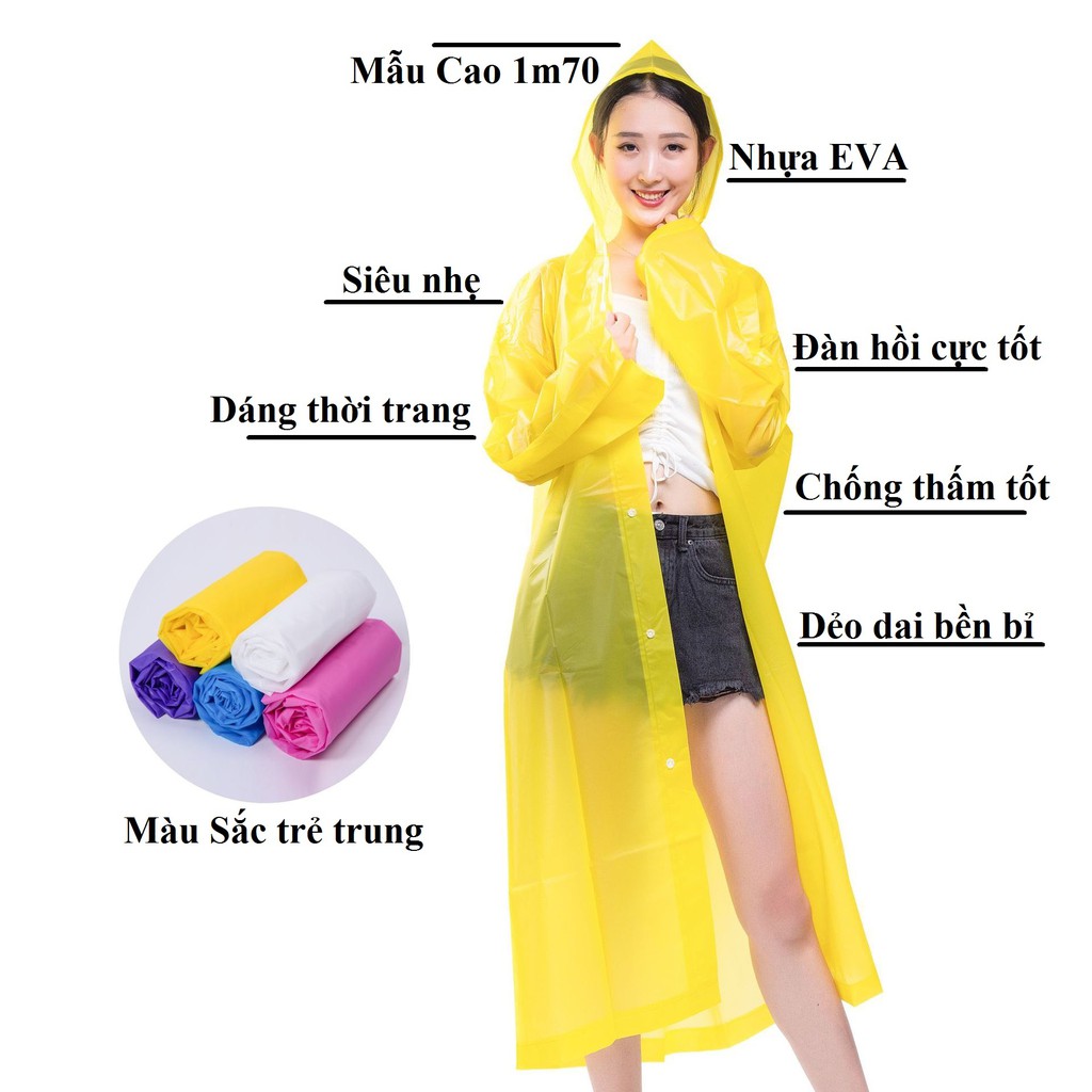 Áo Mưa Thời Trang Dáng Dài Chống Thấm Cực Tốt Che Phủ Rộng Siêu Gọn Nhẹ Siêu Bền Bỉ Giá Cực Rẻ