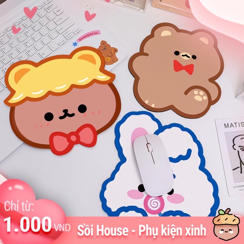 Miếng lót chuột chống trượt in họa tiết hoạt hình dễ thương Sồi House