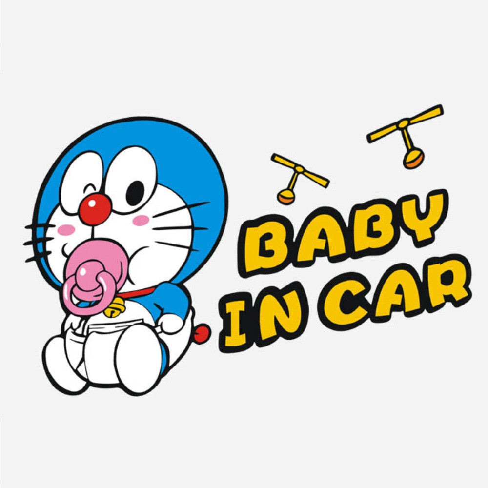 Sticker transfer hình dán trang trí Xe hơi Ô tô STICKER FACTORY - Doraemon Baby in car size 18x11cm