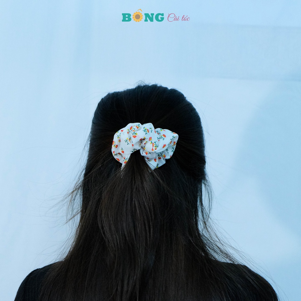 Dây buộc tóc scrunchies muslin hoa đường kính 11cm SR50 - scrunchies BÔNG Cài Tóc