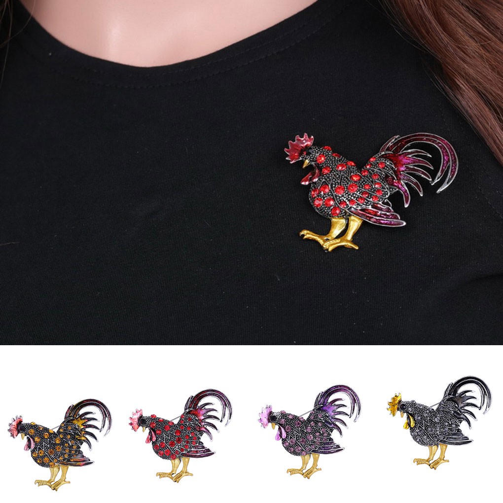 Trâm Cài Áo Hình Gà Trống Đính Đá Thời Trang