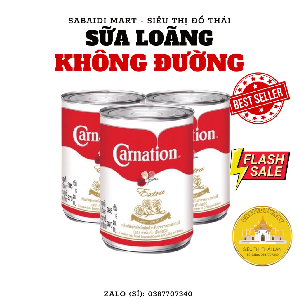 [HOẢ TỐC HN] Sữa Béo Không Đường Sữa Loãng Sữa Nước Không Đường Carnation Thái Lan - 385G