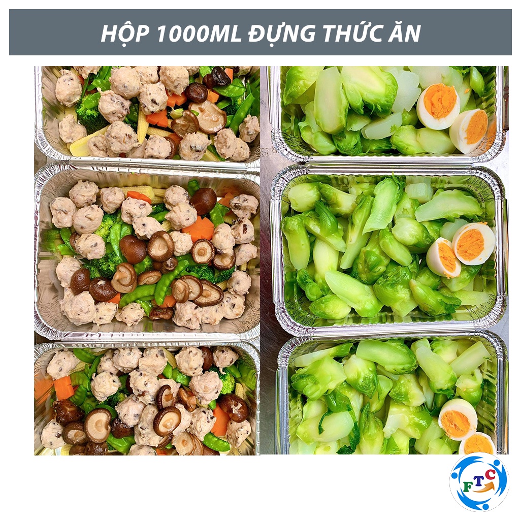 Khay nhôm 1000ml Ftc hộp nhôm dùng 1 lần thân thiện với môi trường MS220