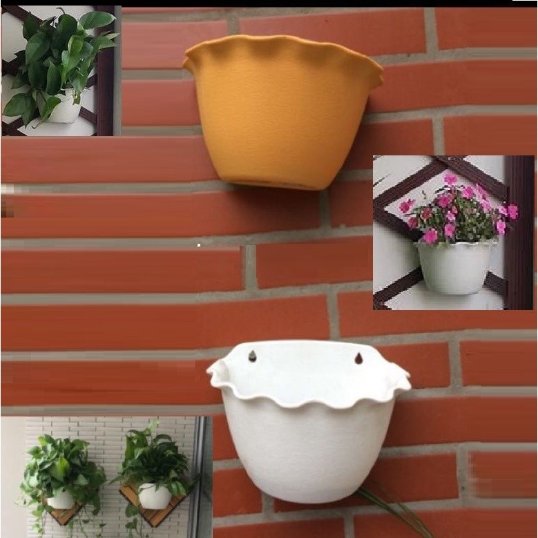 Chậu Ốp Tường- Chậu Nhựa Bán Nguyệt Viền Tim ⚡ XẢ KHO ⚡Siêu Bền, Siêu Đẹp Kèm Tấm Lót Đáy Tránh Ngập Úng Cây