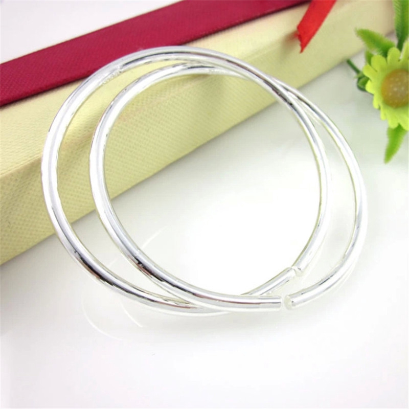 Vòng tay mạ bạc bóng loáng thời trang Hàn Quốc dành cho cả nam và nữ