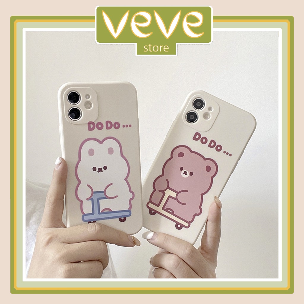 Ốp lưng iphone cạnh vuông in hình chú gấu đẩy xe cute 6s/6plus/6splus/7plus/8plus/x/xs/xs max/11/11promax/12pro/12promax