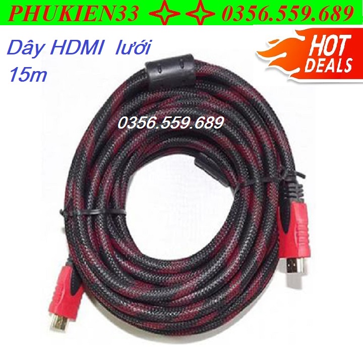 Cáp tín hiệu HDMI chống nhiễu dài 15m PK-27 - loại tròn bọc dù chống đứt