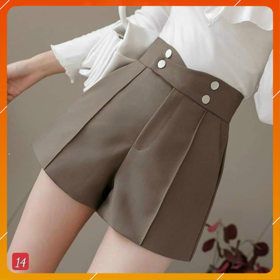 Quần short nữ cạp cao 4 cúc - Quần short nữ ngắn lưng cao cạp chéo thiết kế mới cực sang | BigBuy360 - bigbuy360.vn