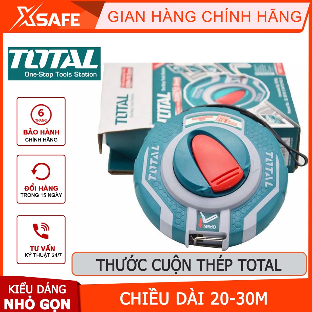 Thước dây sợi thủy tinh TOTAL Thước cuộn thủy tinh chiều dài 20-30m bề rộng lá thước 12.5mm độ bền cao, chịu nhiệt tốt