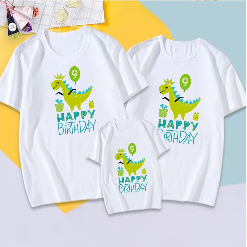 Áo Thun Tay Ngắn In Số 9 Dino Thời Trang Cho Gia Đình